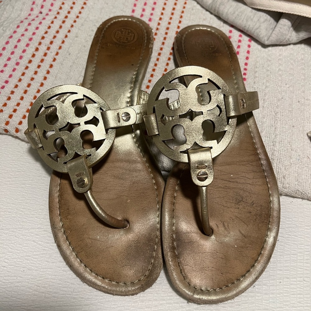 Gold Tory Burch Miller Sandals